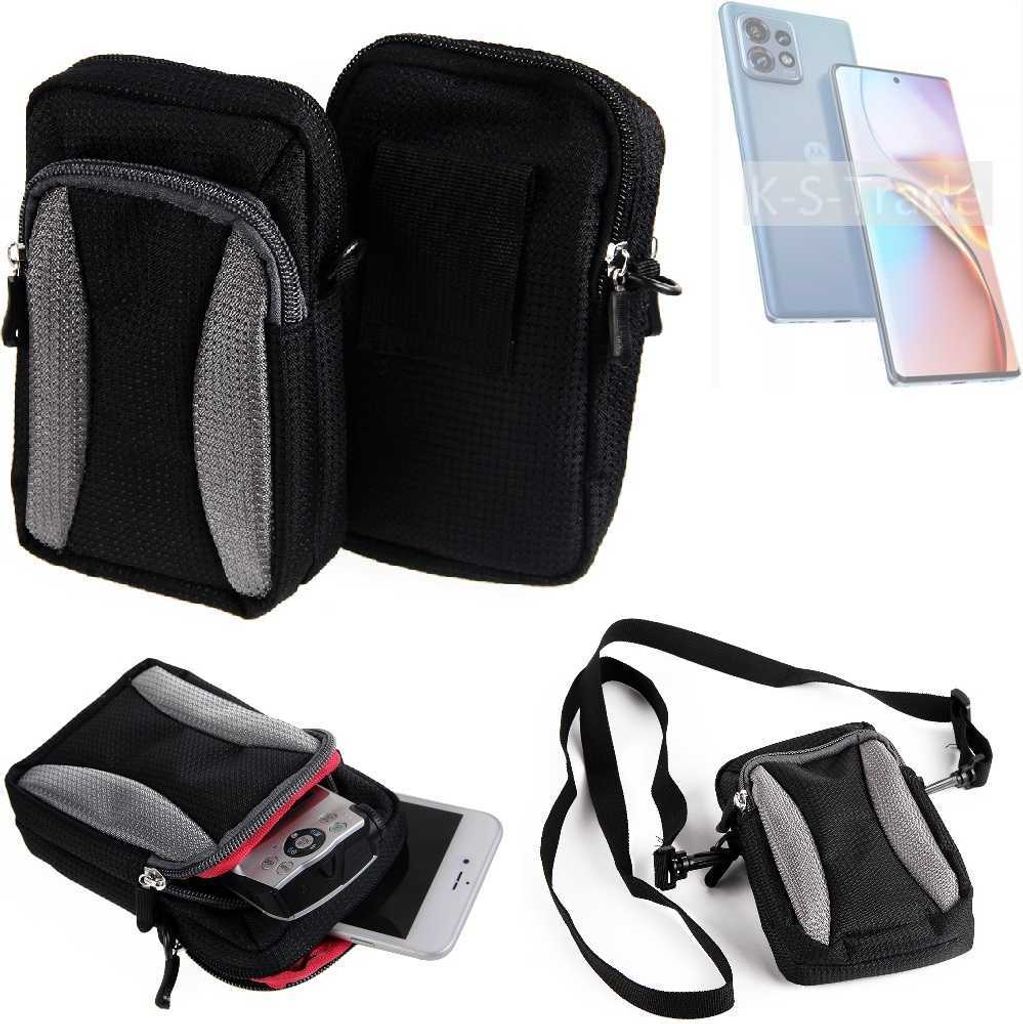 K-S-Trade Holster Schutz Hülle kompatibel mit Motorola Edge 40 Pro Handy Hülle Gürteltasche Umhängetasche mit Zusatzfach schwarz
