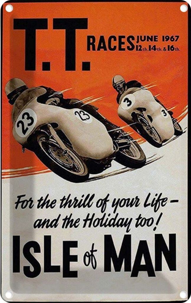 vianmo Blechschild 18x12 cm Motorrad TT Races Isle of Man