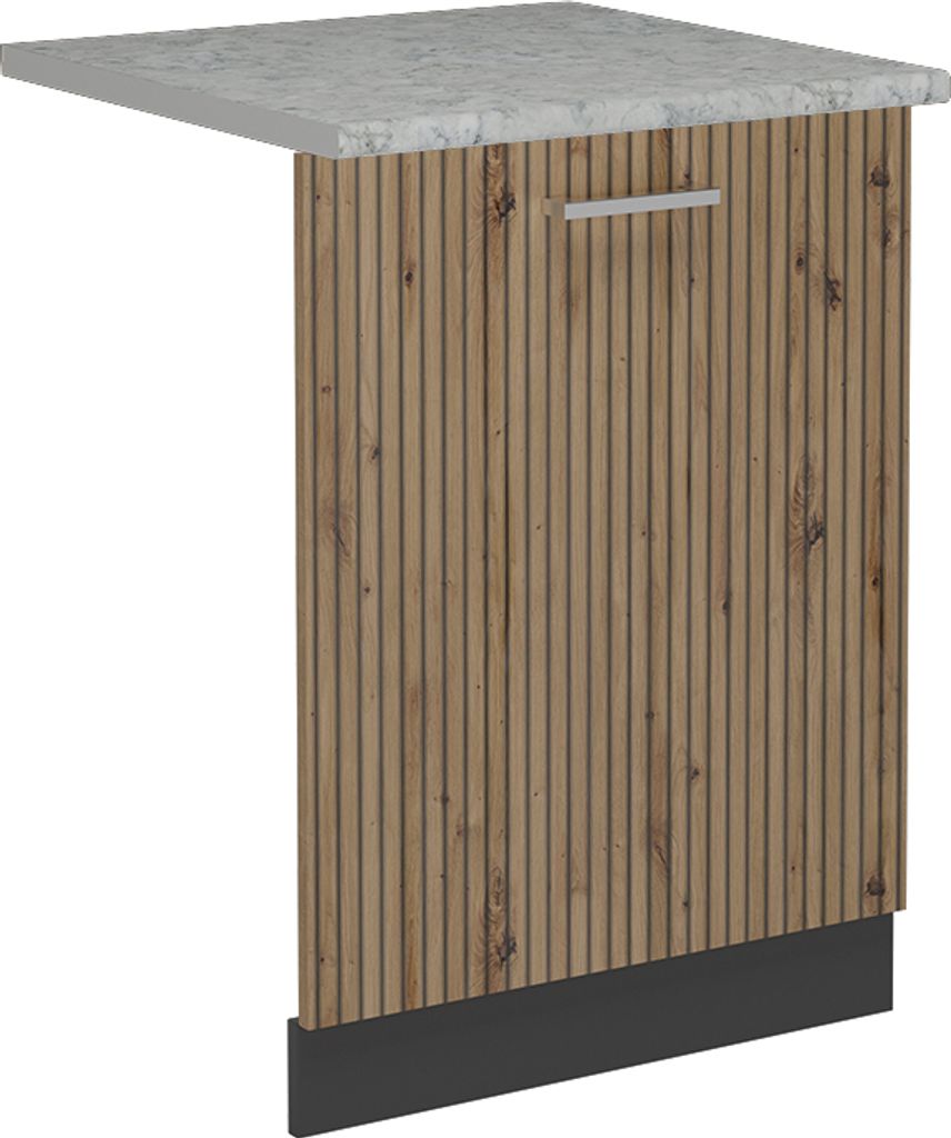 Vicco Geschirrspülblende R-Line, 60 cm , AP Marmor, Artisan-Eiche/Anthrazit