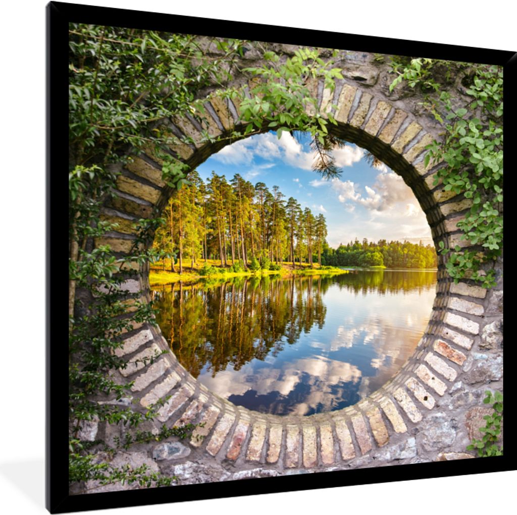 MuchoWow® Gerahmtes Poster Bäume - Wasser - Aussicht 40x40 Produktbild 
