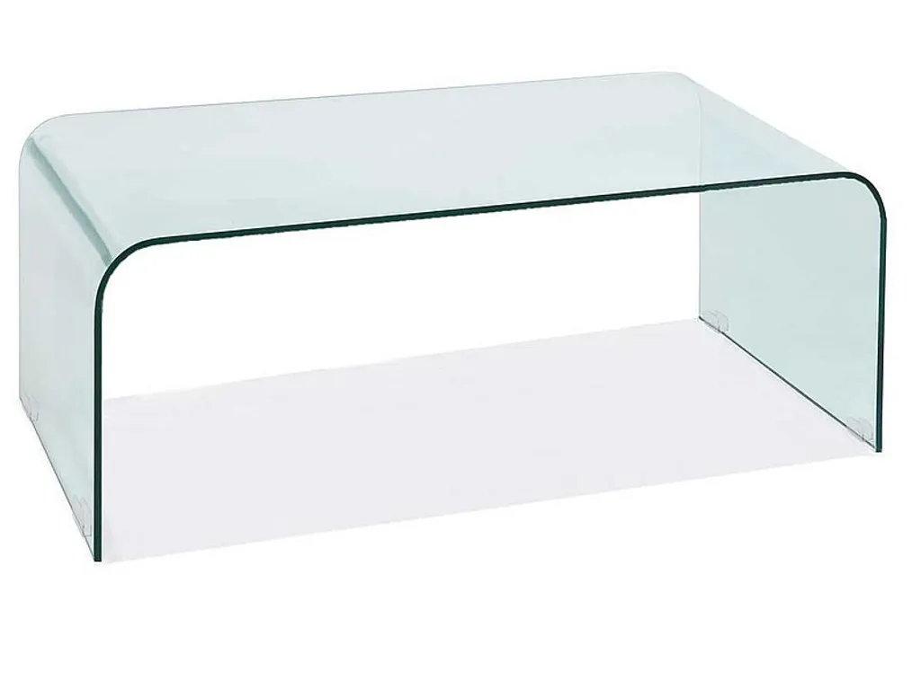 Table basse PINO en verre courbé - Finition transparente haut de gamme