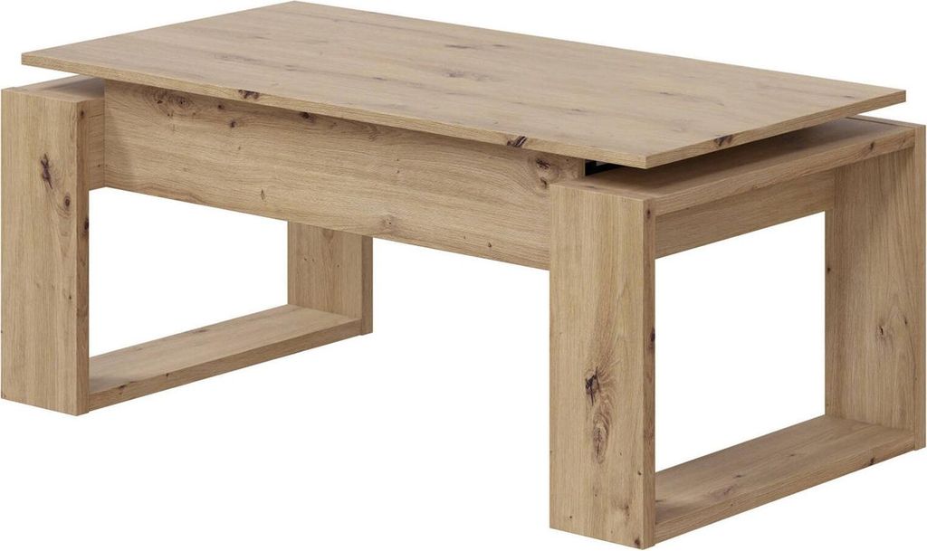 Couchtisch Ddav, Couchtisch mit abnehmbarer Platte, Couchtisch für das Wohnzimmer, 105x55h45/56 cm, Eichenknoten