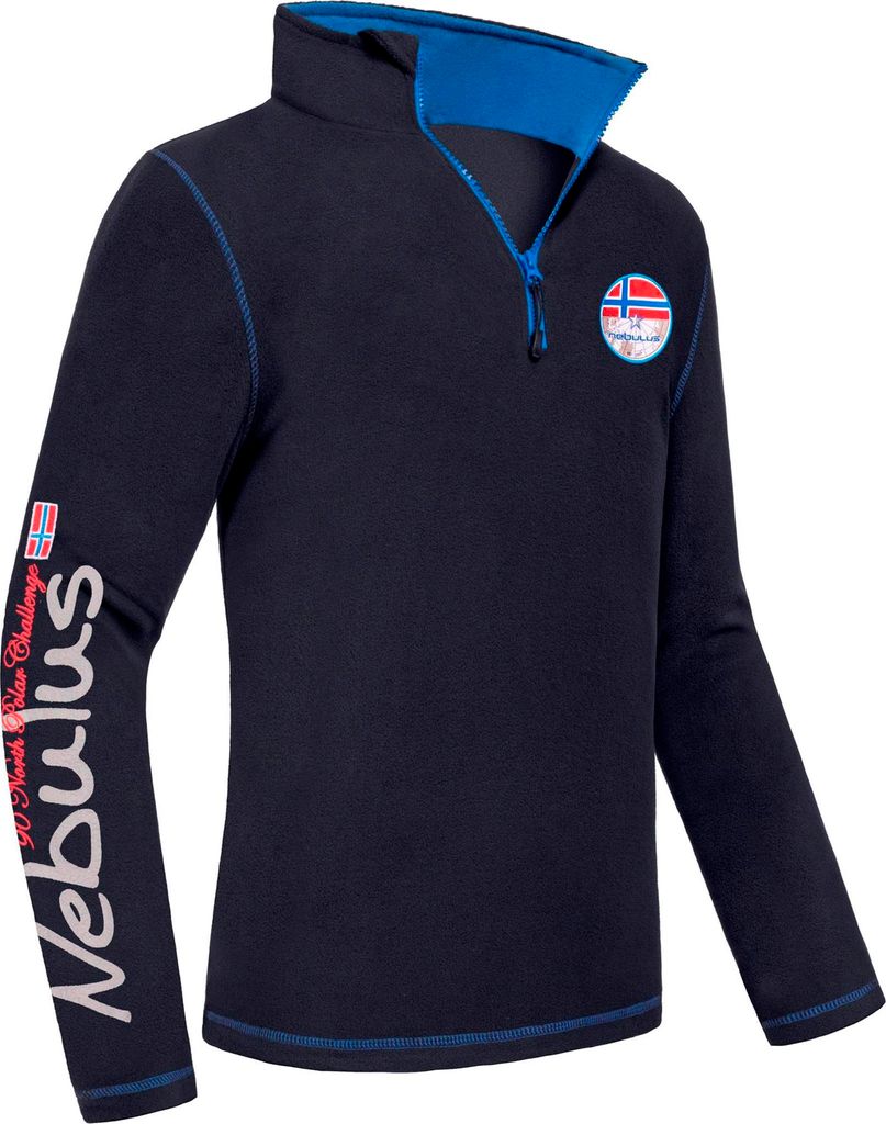 Nebulus Fleecepullover BRENT Herren, warmer Fleecepullover, Pulli aus Fleece mit Half Zip Reißverschluss, P6741 - Herren, schwarz-kobalt, L