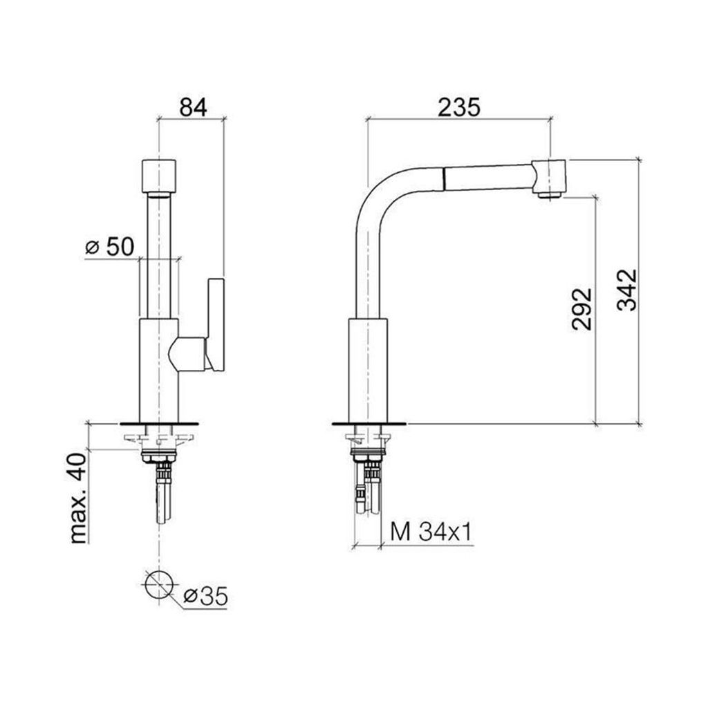 Dornbracht Einhebelmischer Pull-out mit Brausefunktion Elio ion Elio platin, 33870790-08