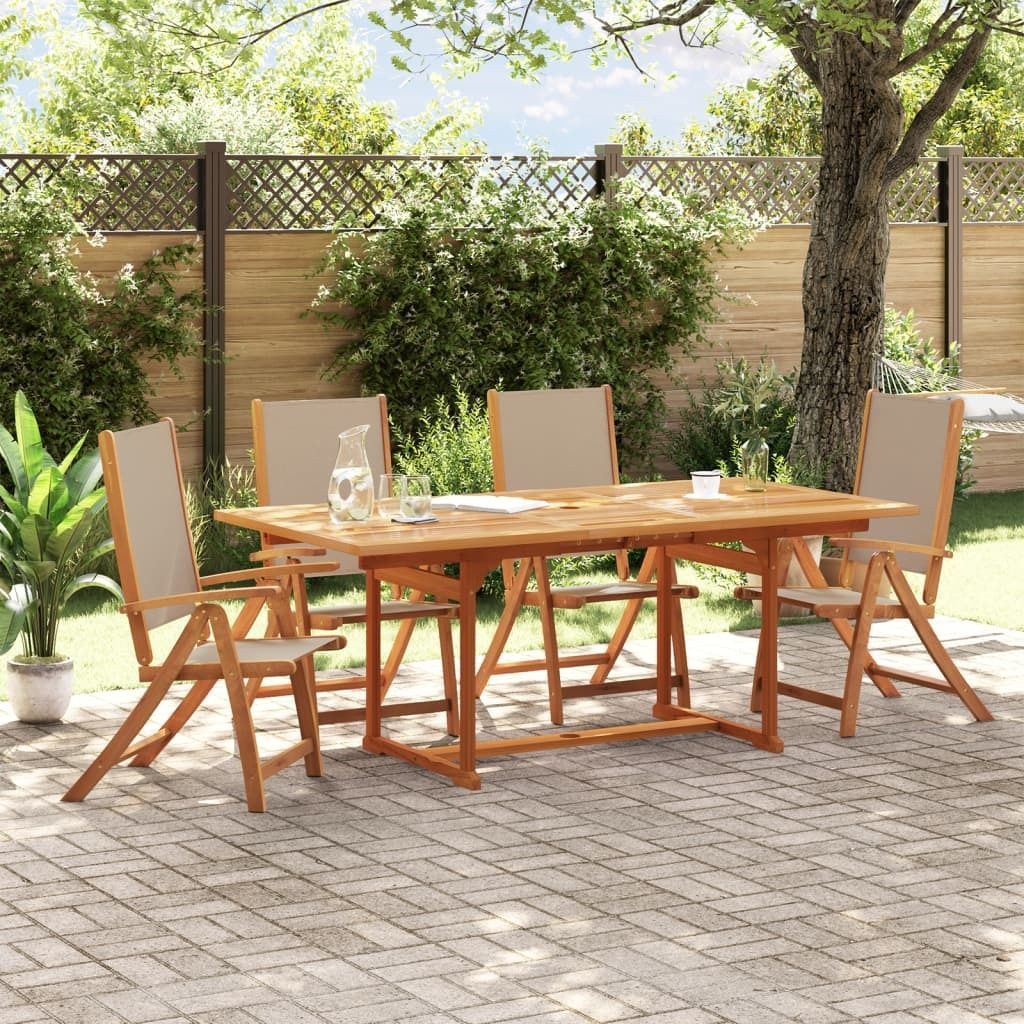 Maison Exclusive - 5-tlg. Garten-Essgruppe Massivholz Akazie und Textilene