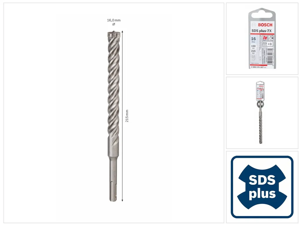 Punta Bosch Professional SDS Plus-7X 16mm per Martello Perforatore