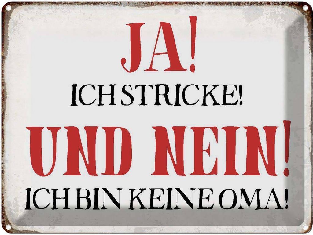 vianmo Blechschild 30x40 cm ja ich stricke nein keine Oma Spruch Zitat