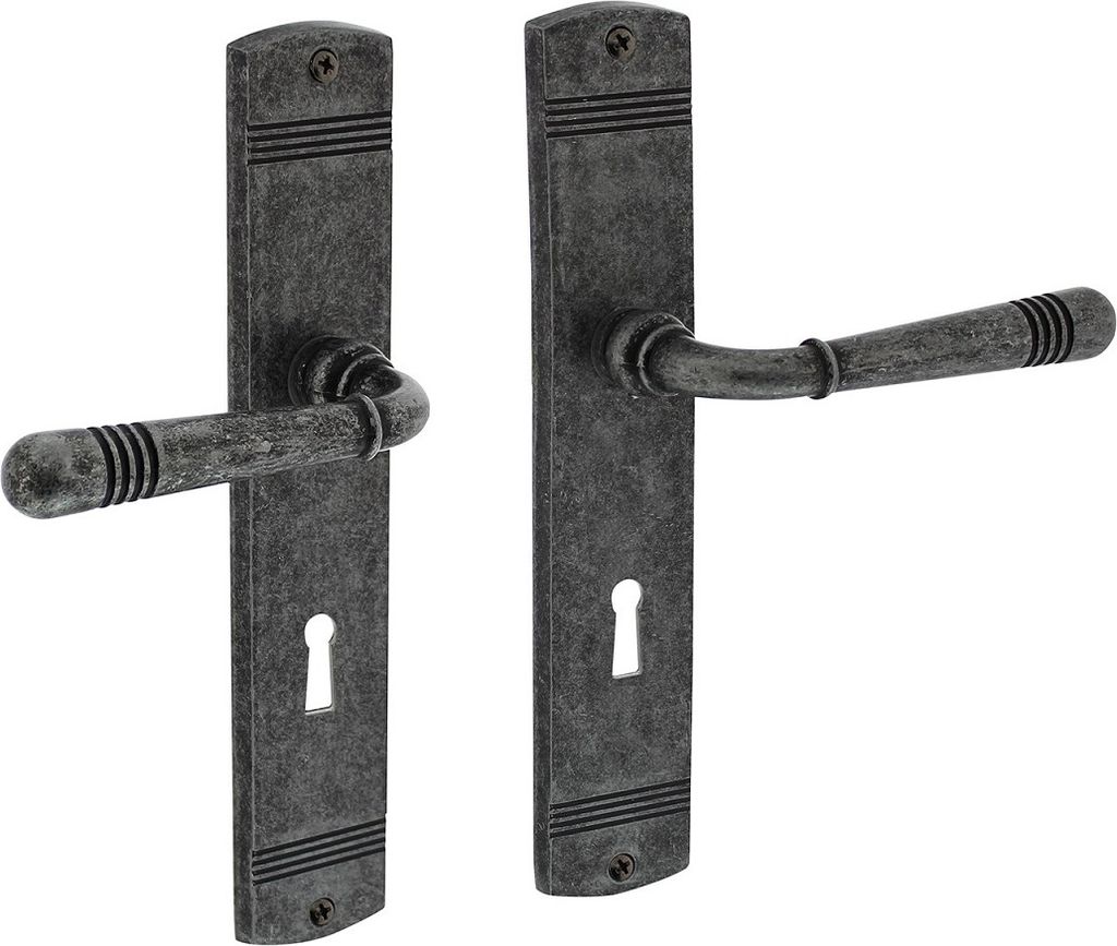 Türdrücker Langschildgarnitur Antik Grau Fenstergriff Produktbild 