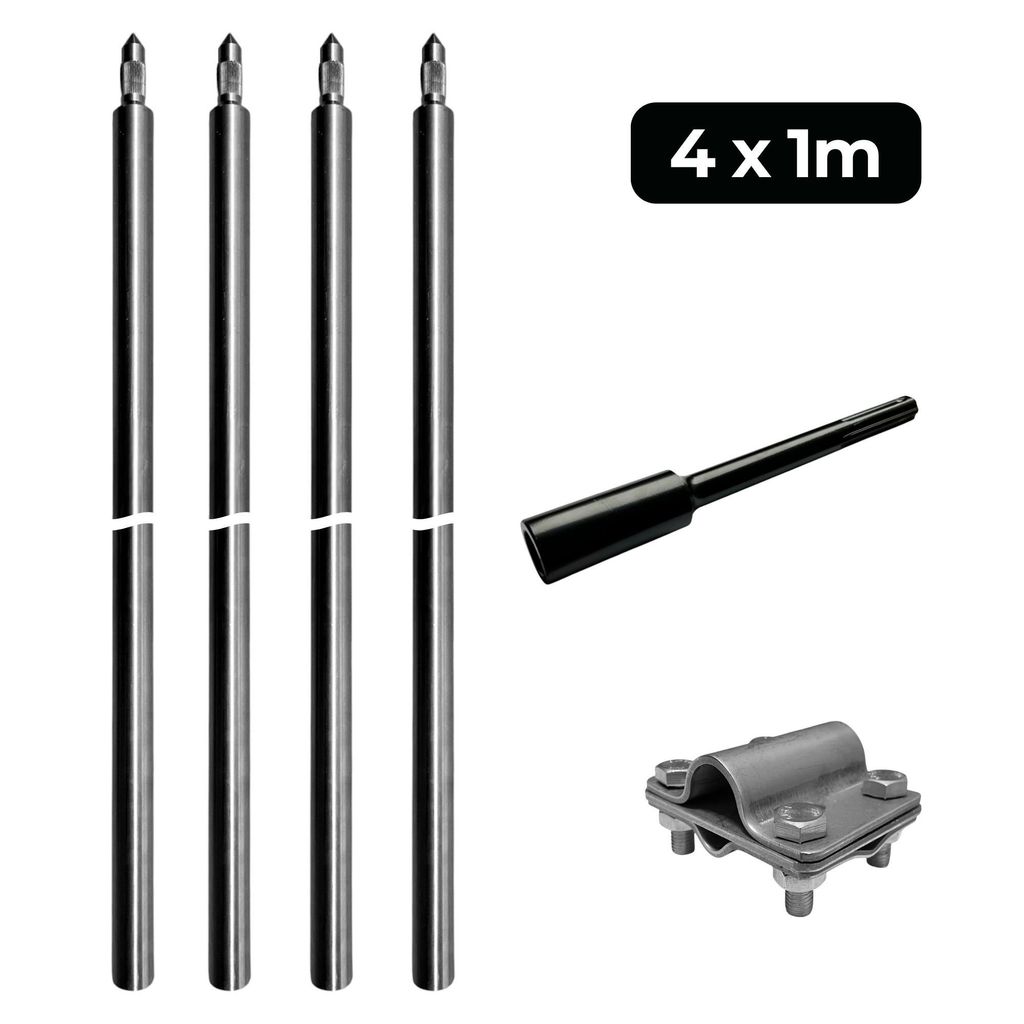 Tiefenerder Niro V4A SET 4x1000mm Ø20mm Inklusive SDS-Max Produktbild 