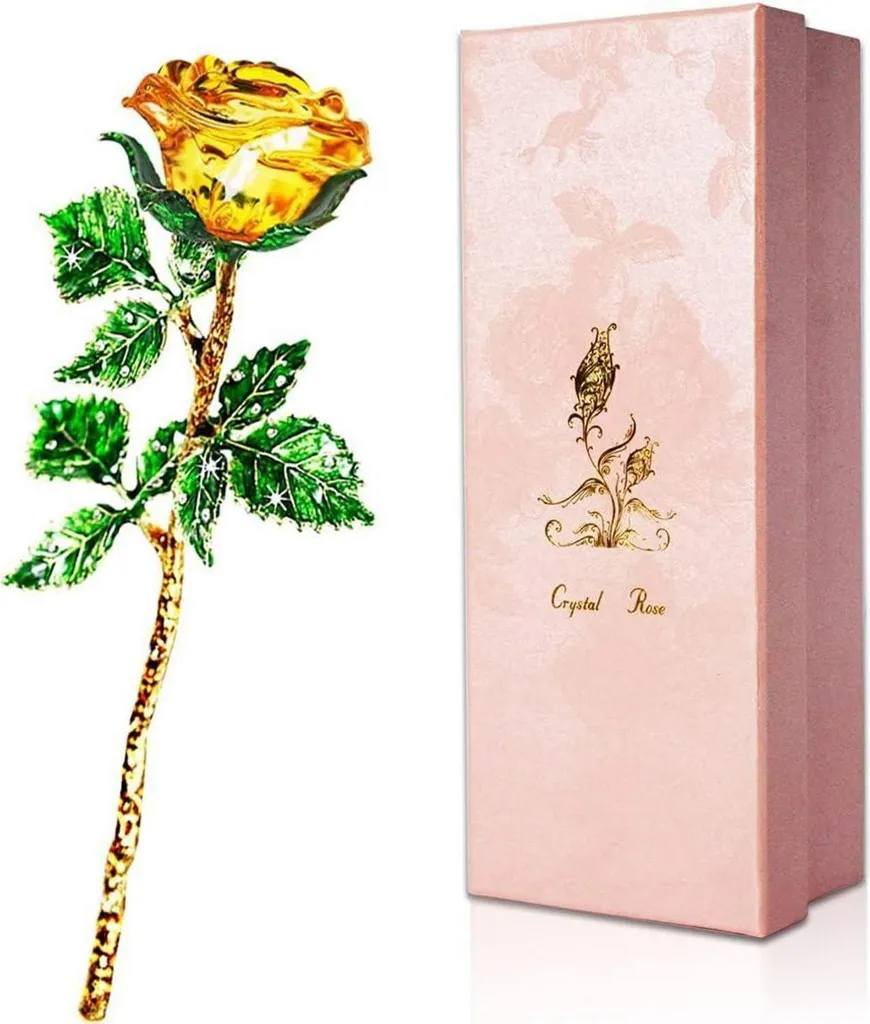 Rose éternelle jaune en verre : le cadeau durable sans entretien