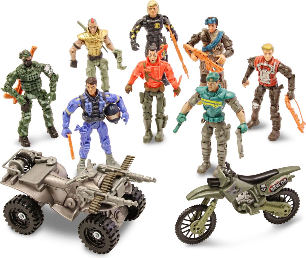 The Corps! Soldaten mit Motorrad, Set mit 8 Figuren, 11 cm Produktbild 