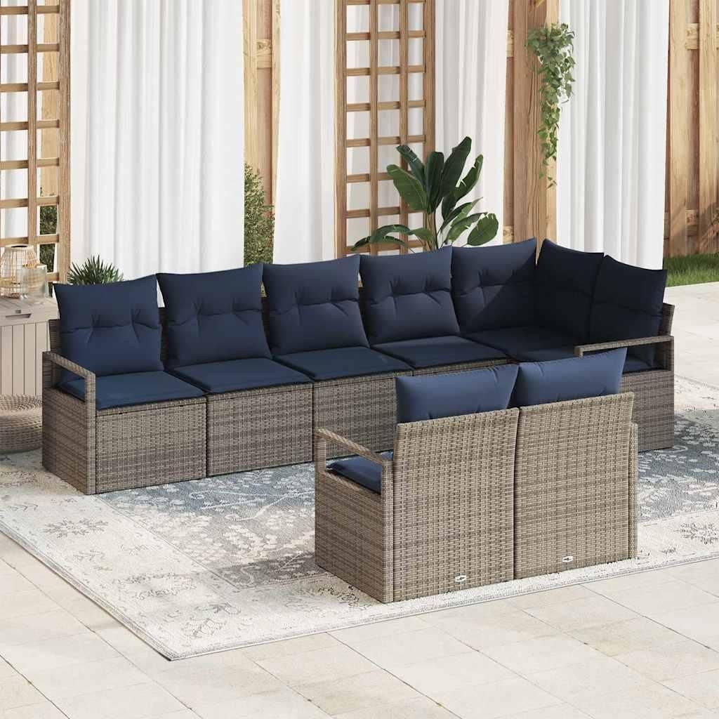 Maison Exclusive - Sofa Set 8 pcs Grau Poly-Rattan