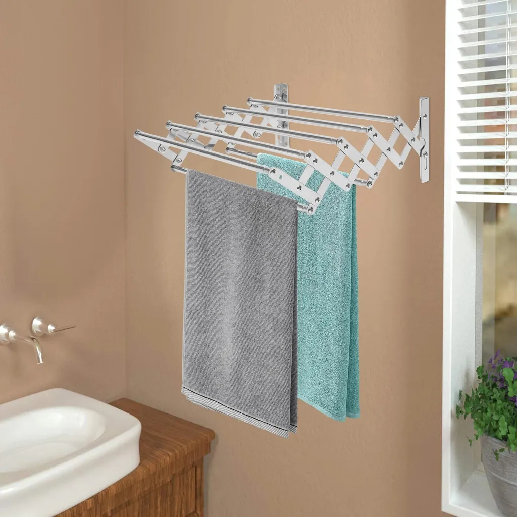 Support de cintres mural télescopique inox gain de place 42-80 cm