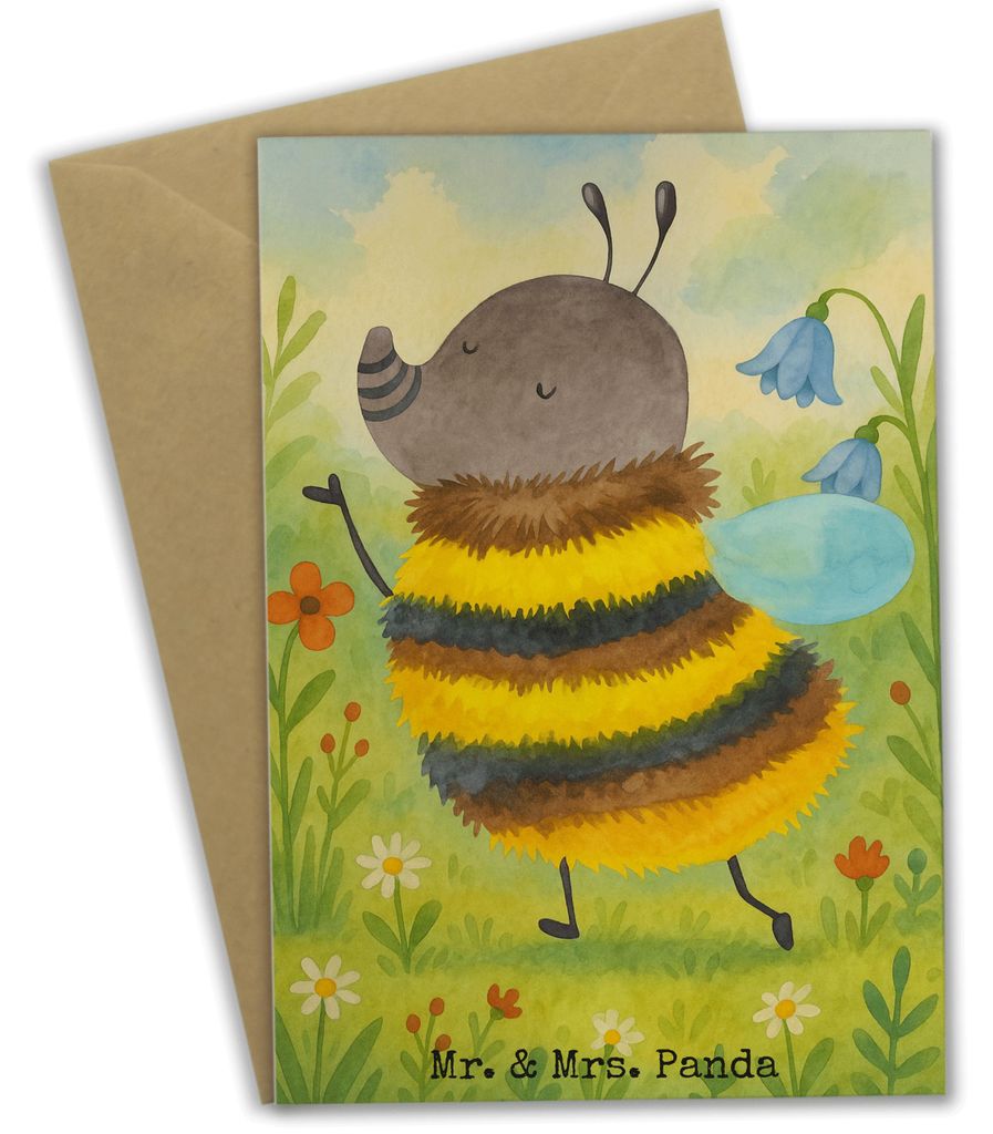 Mr. & Mrs. Panda Grußkarte Hummel flauschig Design - Weiß - Geschenk, Blume, Grußkarten, weihnachtskarten, Natur, Lustige Sprüche, Biene, hochz...