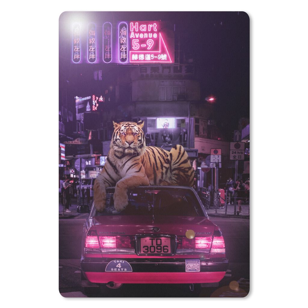 MuchoWow Mauspad Mousepad Tiger - Taxi - Stadt 40x60 cm - Mousepads - Maus Mat - Pad - Mausunterlage - Schreibtisch Accesoire