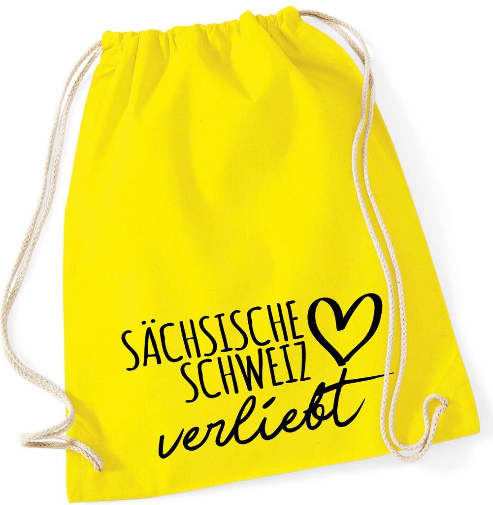 Huuraa Turnbeutel Sächsische Schweiz verliebt 12 Liter Yellow Baumwolle Rucksack Geschenkidee