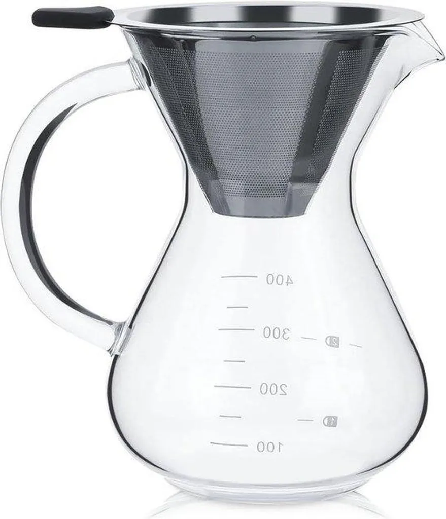 Cafetière en verre borosilicate 400 ml munie d'un filtre écologique durable