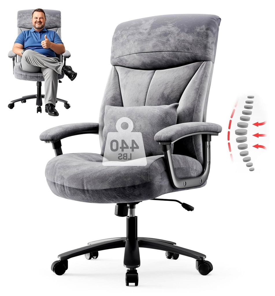 Ergonomischer Bürostuhl für 200 kg, Chefsessel, Schreibtischstuhl, weich und bequem, XXL mit breiter Sitzfläche, dick gepolstert, höhenverstell...