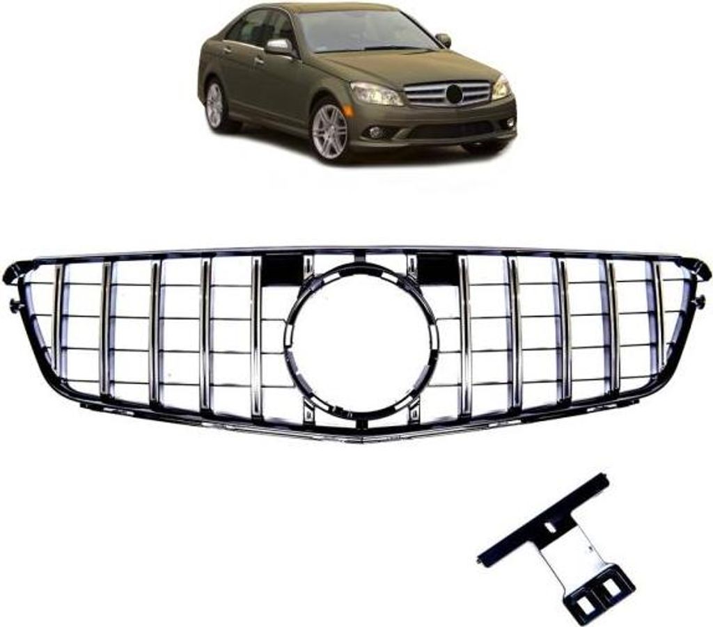 Kühlergrill Schwarz chrom passend für Mercedes W204 S204 C204 Panamericana 07-15