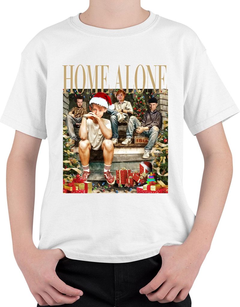 Home Alone Gangster Retro Vintage Kevin Kate Harry Marv - Weihnachten Christmas Xmas Uni Kinder T-Shirt, Weiß, 140