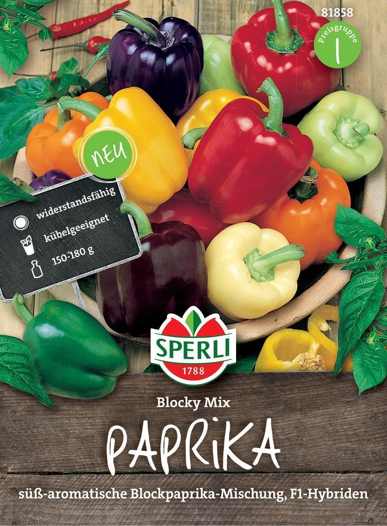Sperli Paprika Blocky Mix F1, Bunte Blockpaprika-Mischung, süß-aromatischer Geschmack