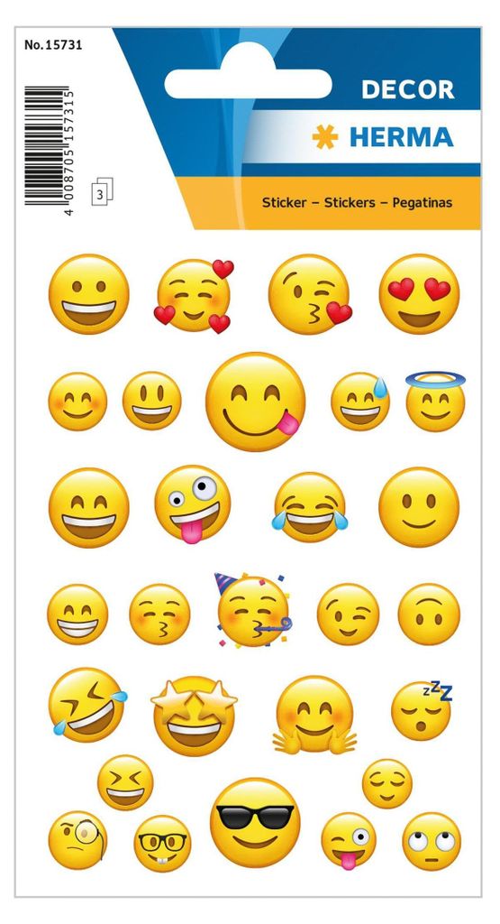 A sheet of decorative emoji stickers.
