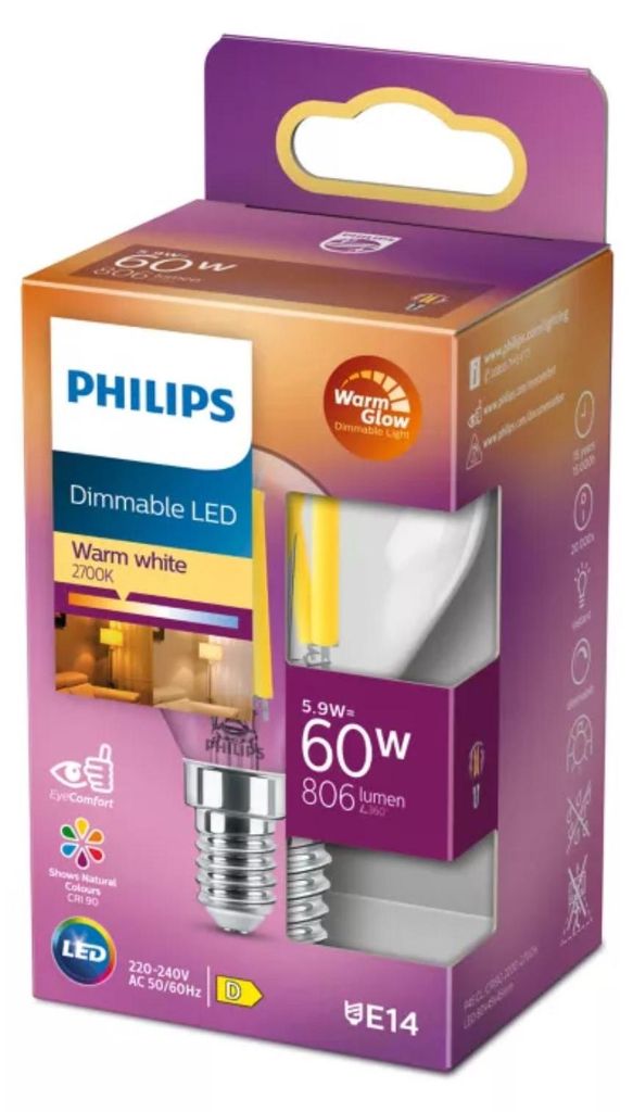 Philips 32459600 Philips LED Tropfenlampe E14 warmweiß Produktbild 