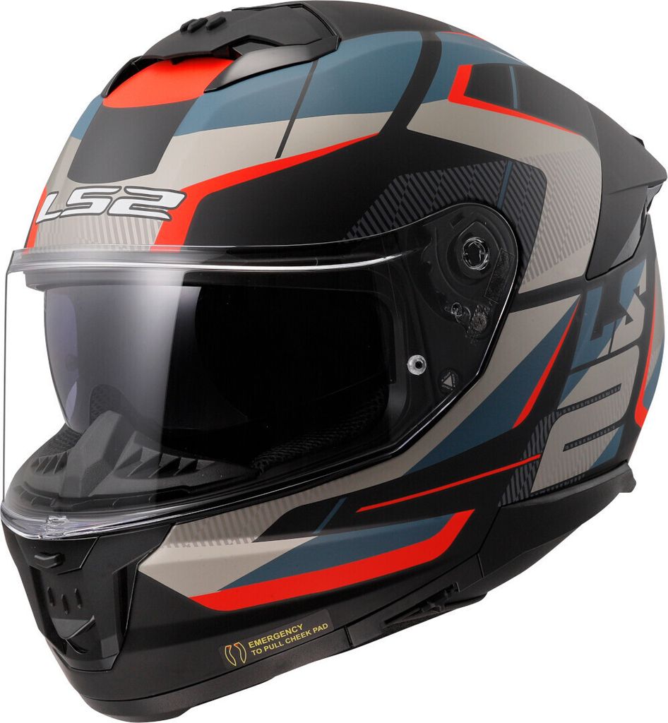 LS2 FF808 Stream II Road Helm, blau/orange/schwarz, S (55/56)