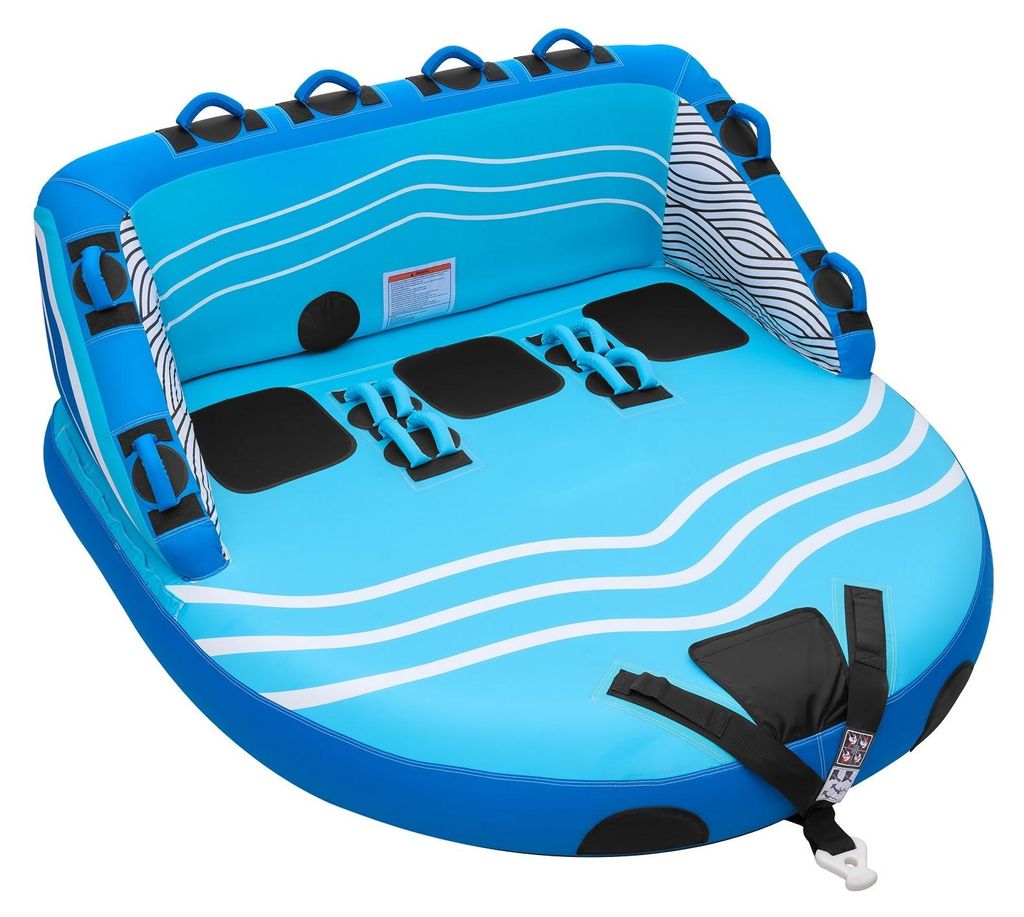 Wassersport-Schleppreifen für Boote - 3-Personen - Bis 231 kg Tragkraft - Zwei Zugpunkte - Robuste Nylonhülle - Gepolsterte Griffe - Sicherheitsv...