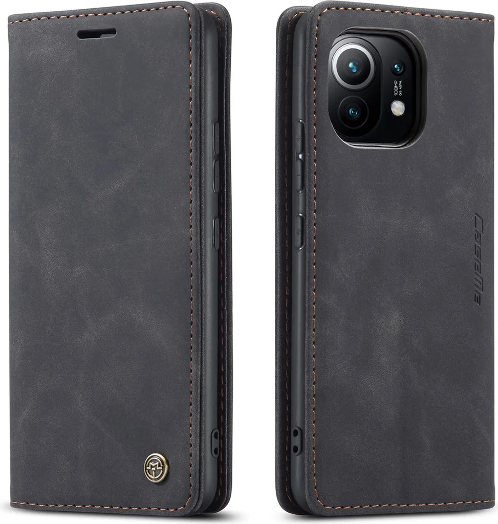 Custodia Xiaomi Mi 11 Vintage Nero - Pratica Cover con Supporto Stand