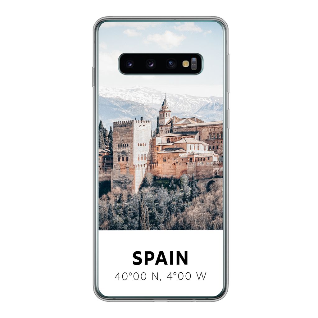 MuchoWow Handyhülle Schutzhülle Hülle für Samsung Galaxy S10 Spanien - Schloss - Vintage - Sommer Silikon Softcase Handy Hülle - Handytasche