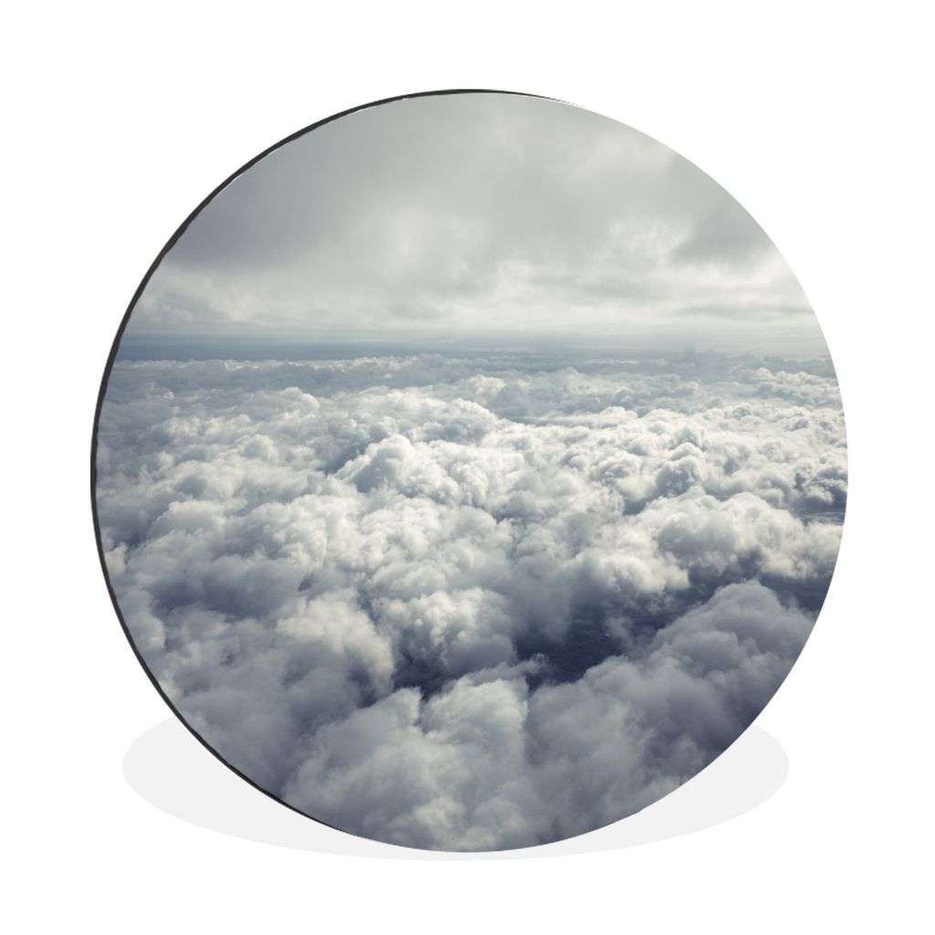 MuchoWow Aluminium Wandkreis Luftaufnahme von vielen und großen Wolken Ø 30 cm Wanddeko Modern Wohnzimmer - Wand Bild - Wohnzimmer - Runde Bild...