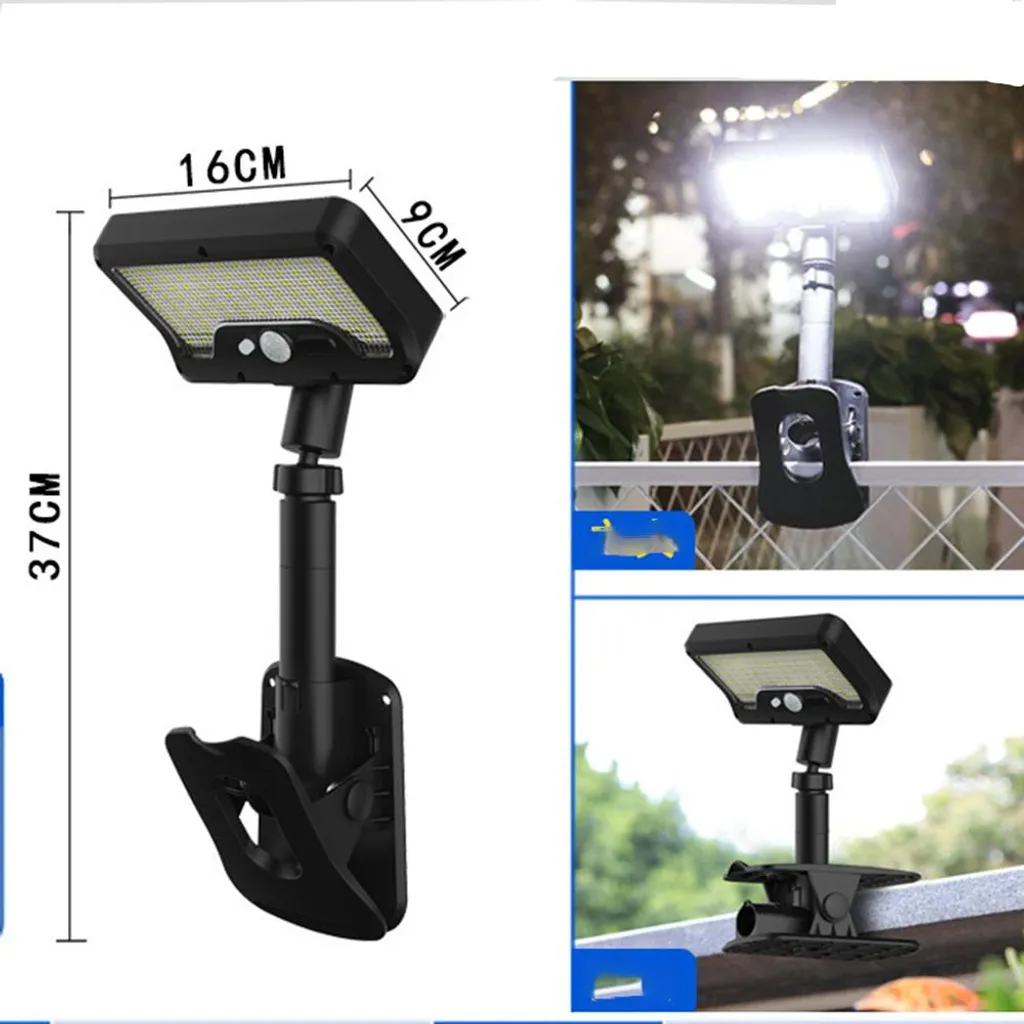 Projecteur Solaire à Pince avec Détecteur de Mouvement LED Lumière Blanche