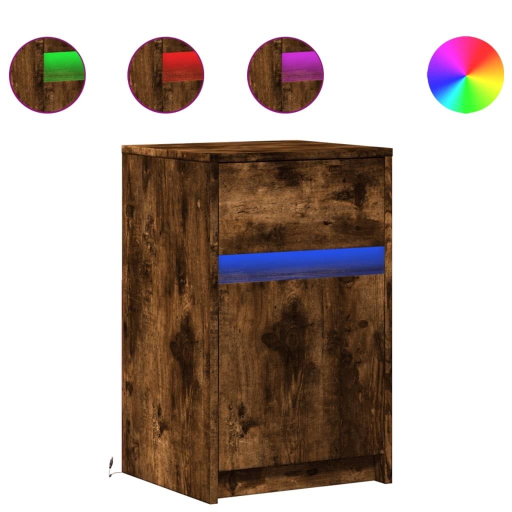 "SALE 2026"Nachttische LED-Leuchten 2er Set, für Schlafzimmer - elegantes Design - Nachtkommode - Räuchereiche Holzwerkstoff - Nachttische & -sch...