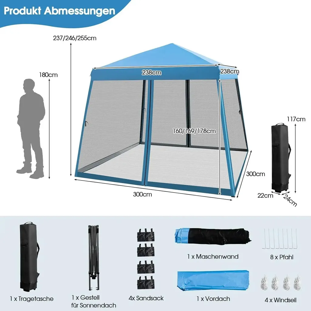 Barnum de Réception Pliable Bleu Idéal pour Réceptions et Repas en Plein Air
