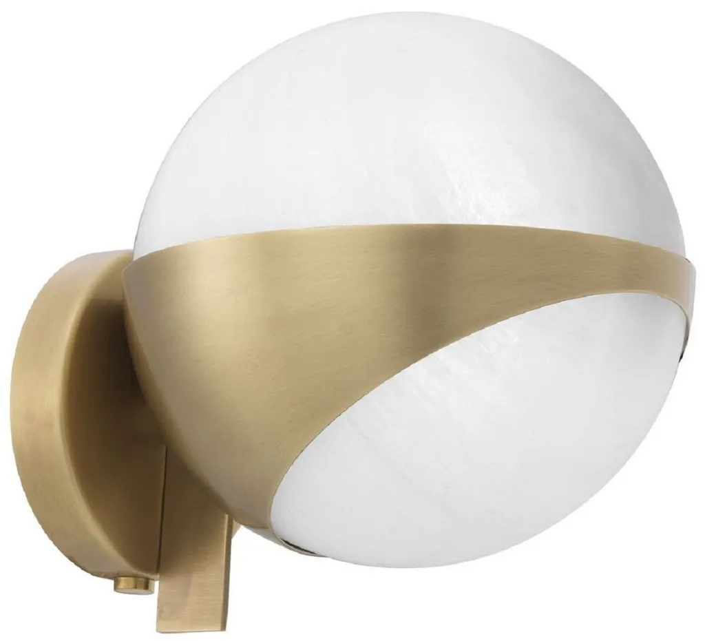 Lampe murale élégante en métal et verre rond blanc - Style Classique Chic