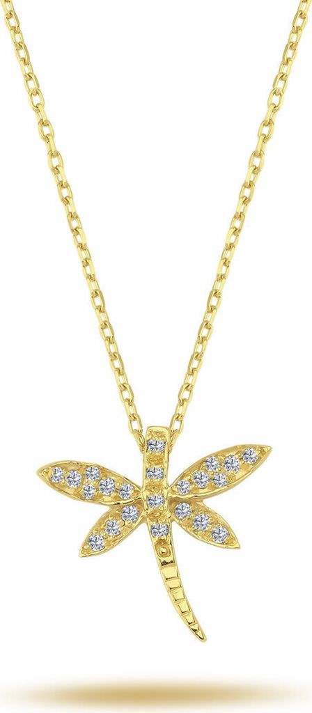Libelle Diamanten (Brillant-Schliff) Anhänger Halskette 14 Produktbild 