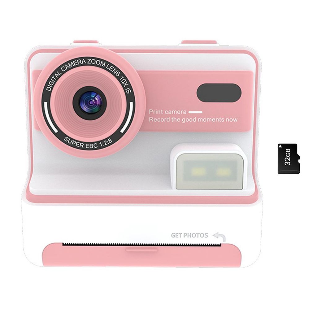Sofortbildkamera für Kinder, 32GB Karte & 3 Rollen Papier, Sofortbildkamera mit Stiften & Accessoires, Geschenke für 3-12 Jahre alt