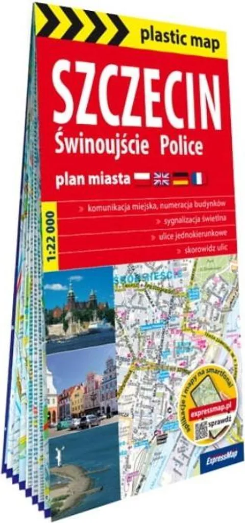 Carte Szczecin Swinoujscie Police plan de ville folioté 1:22 000