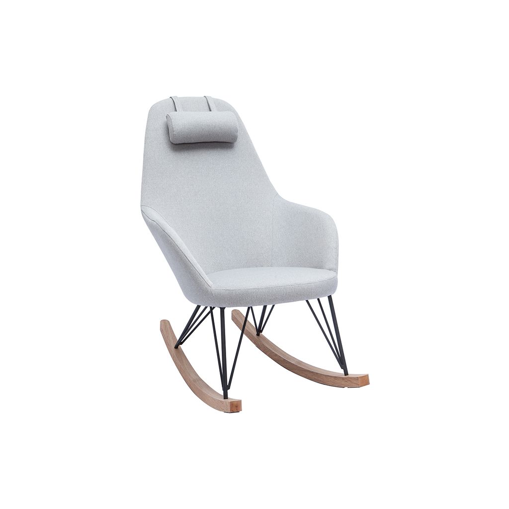 Miliboo - Relax-Sessel - Schaukelstuhl Stoff Grau Füße Metall und Esche JHENE