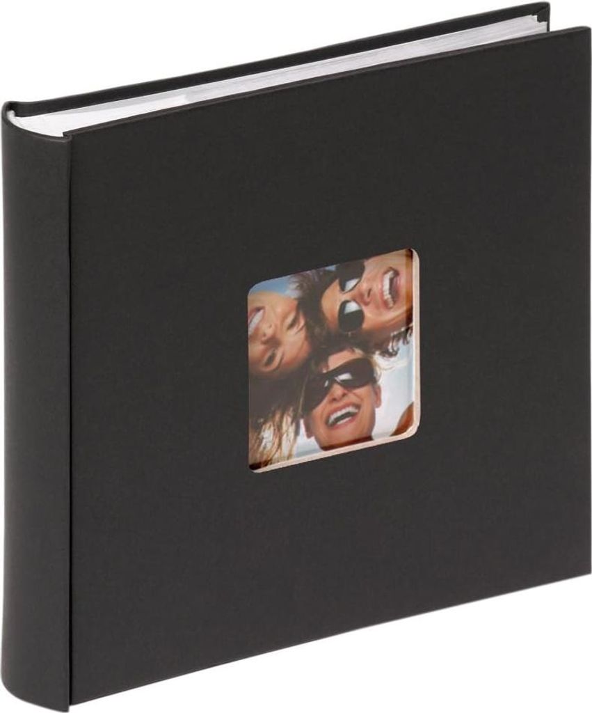 Schwarzes Fotoalbum für 200 Fotos - Einsteckalbum mit Aussparung - 10 x 15 cm