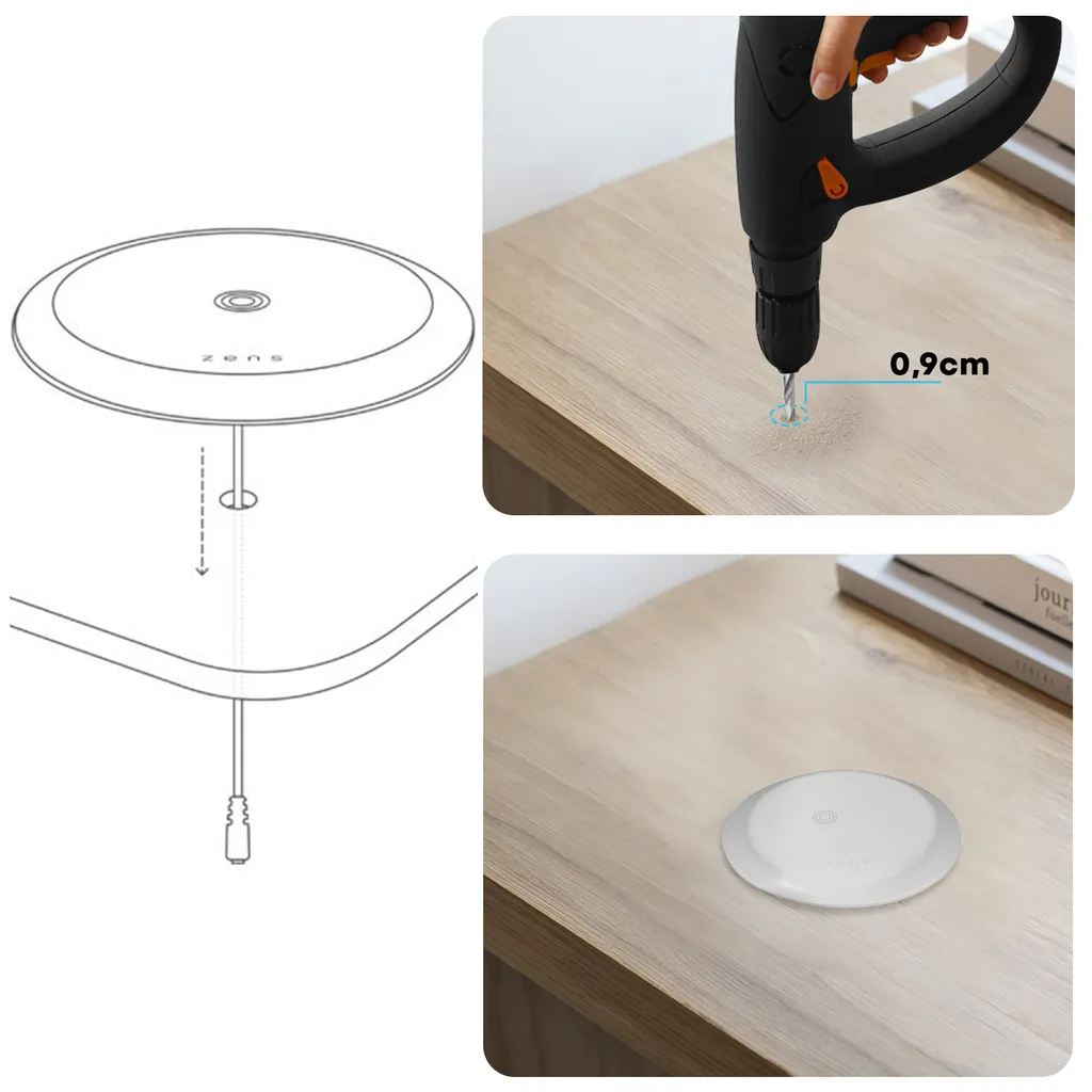 Chargeur induction ZENS DIY blanc avec sortie norme de charge 5W