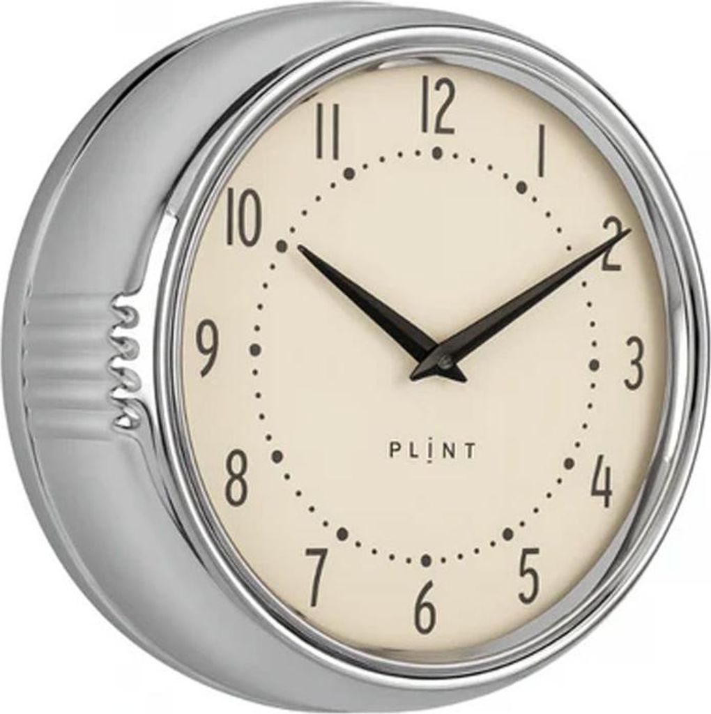 Nostalgische Metall Wanduhr Silber Chrom 23cm Vintage Küchenuhr Bürouhr Retro Look