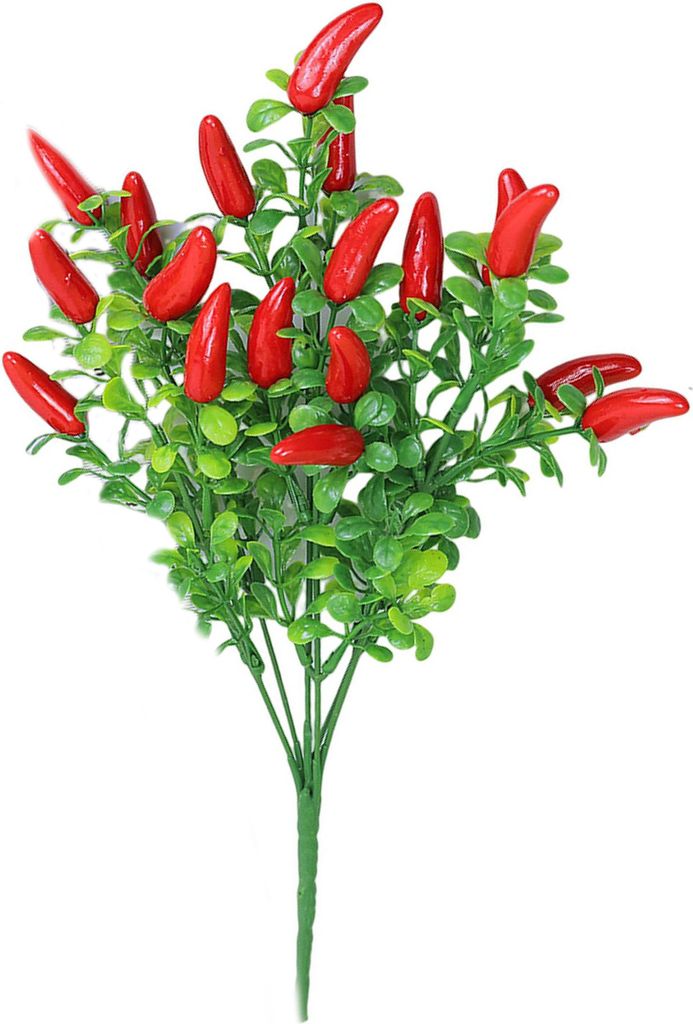 1 Strauß Kunstblumen, pflegeleicht, lichtecht, verwelkt nicht, kein Gießen, wetterbeständig, realistische Kirschpaprika-Simulationspflanze, Heim...