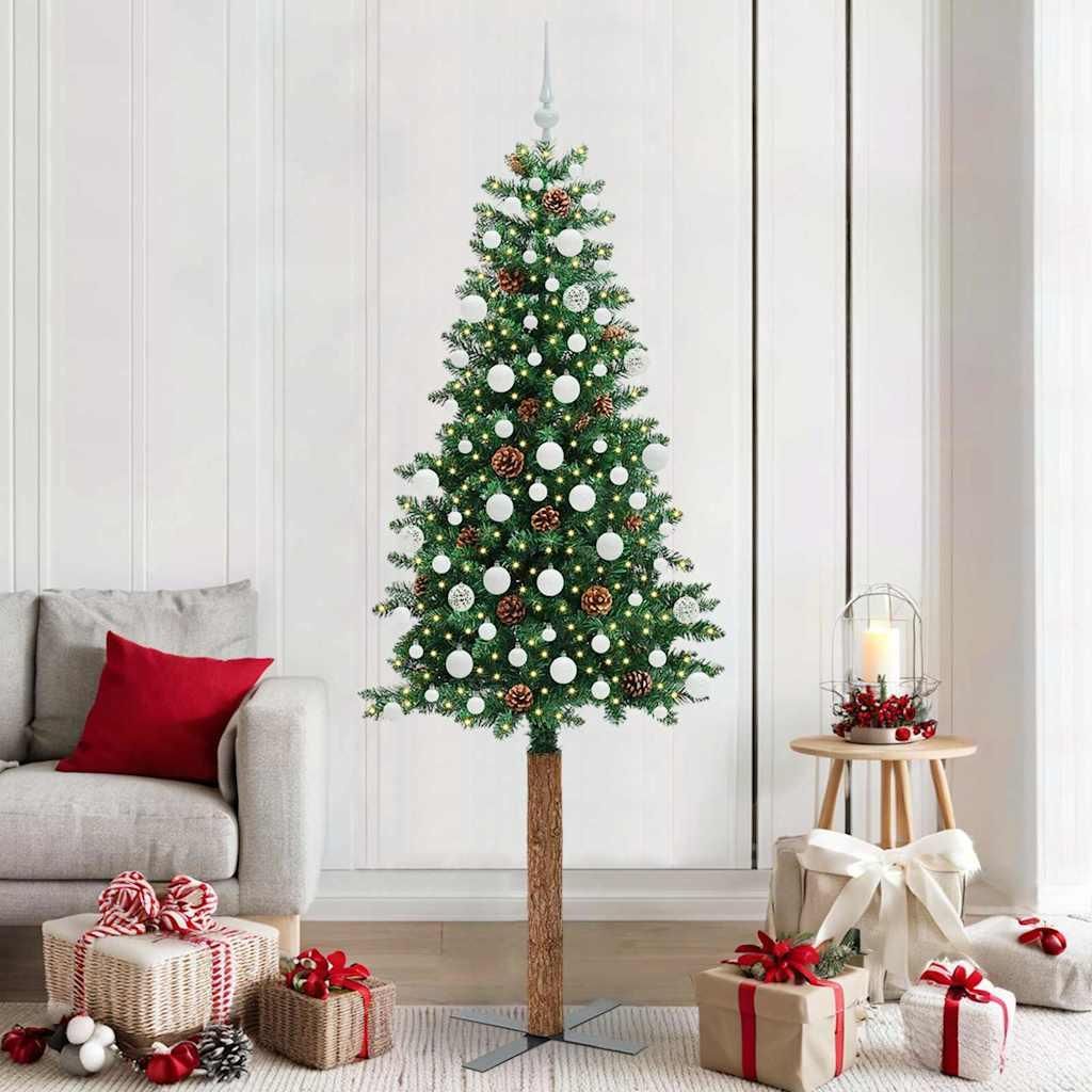 "Schlussverkauf" Schlanker Weihnachtsbaum(1 pc) - Kunstbaum/Tannenbaum - mit 300 LEDs mit Ständer Grün 210 cm C7264
