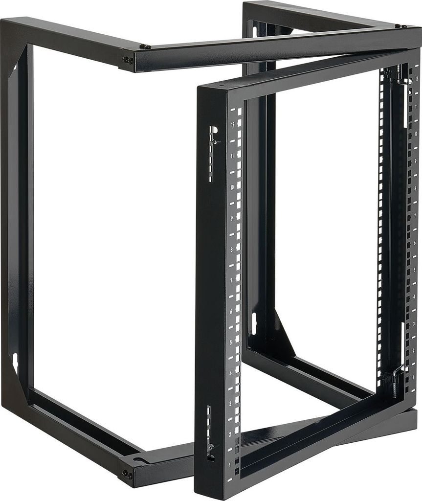 VEVOR 12U Server Rack zur Wandmontage, 68,04 kg max. Tragkraft, Open Frame Netzwerk Rack mit 180-Grad-Torschwingung, Kohlenstoffstahl, für 482 mm-...