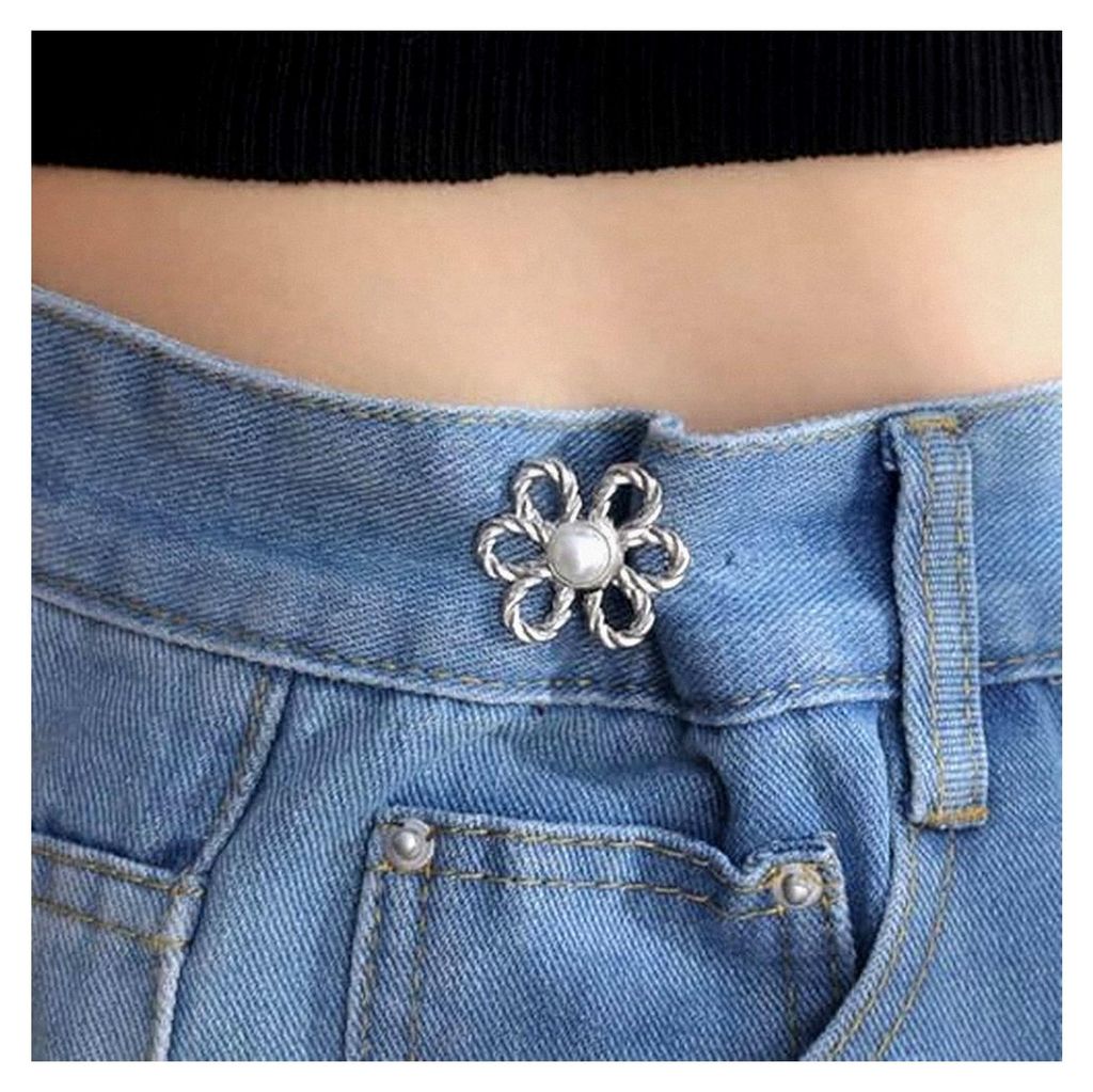 Jeans Taille Straffer | Blumenknopf-Stecker Set mit 8 Stück, abnehmbarer verstellbarer Hosenverschluss für Freizeitmode