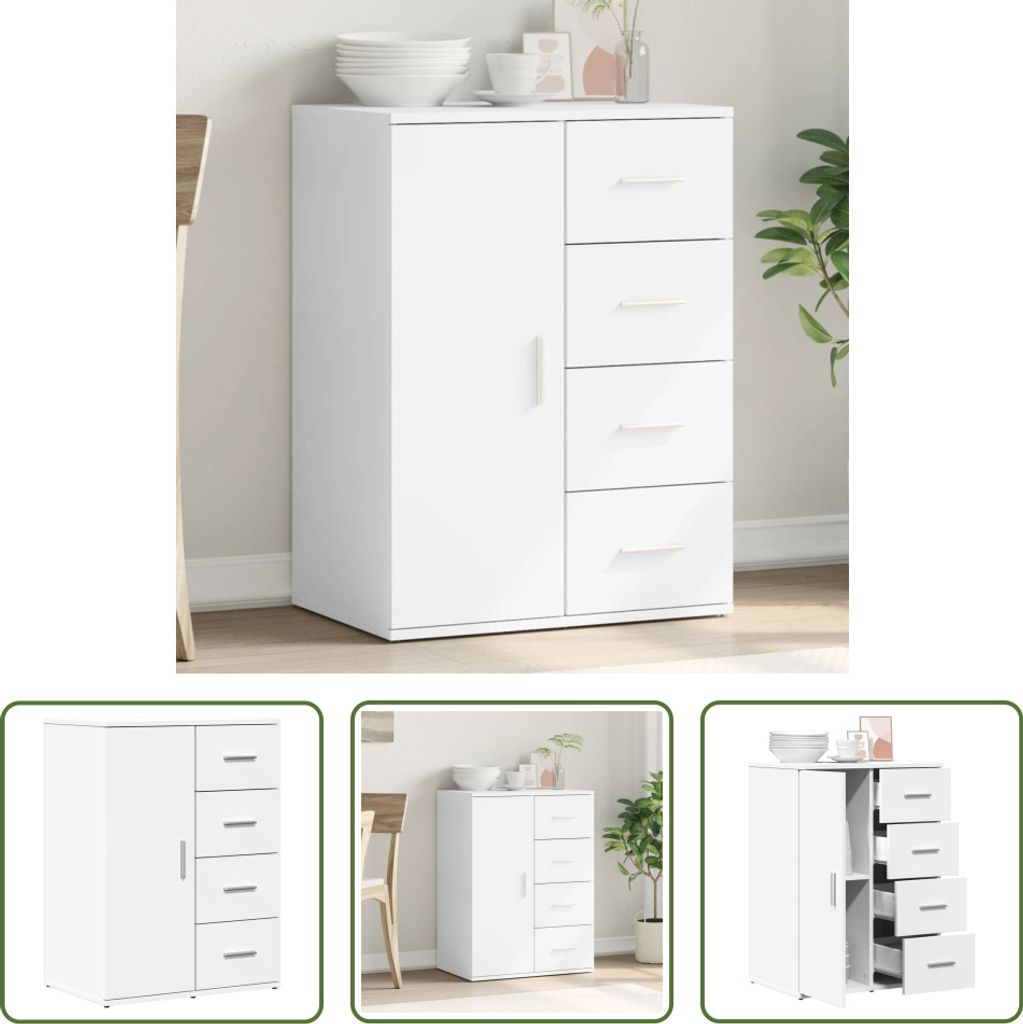 The Living Store Sideboard Weiß 59x39x80 cm Holzwerkstoff