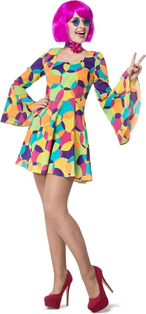 L3201150-40 kügelchen Damen Hippie Kostüm Hippiekleid Gr.40