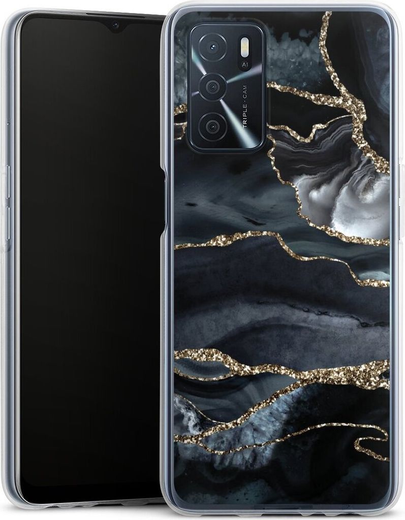 DeinDesign Handyhülle für Oppo A16s Silikon Hülle Case Smartphone Schutzhülle Glitzer Look Marmor Trends